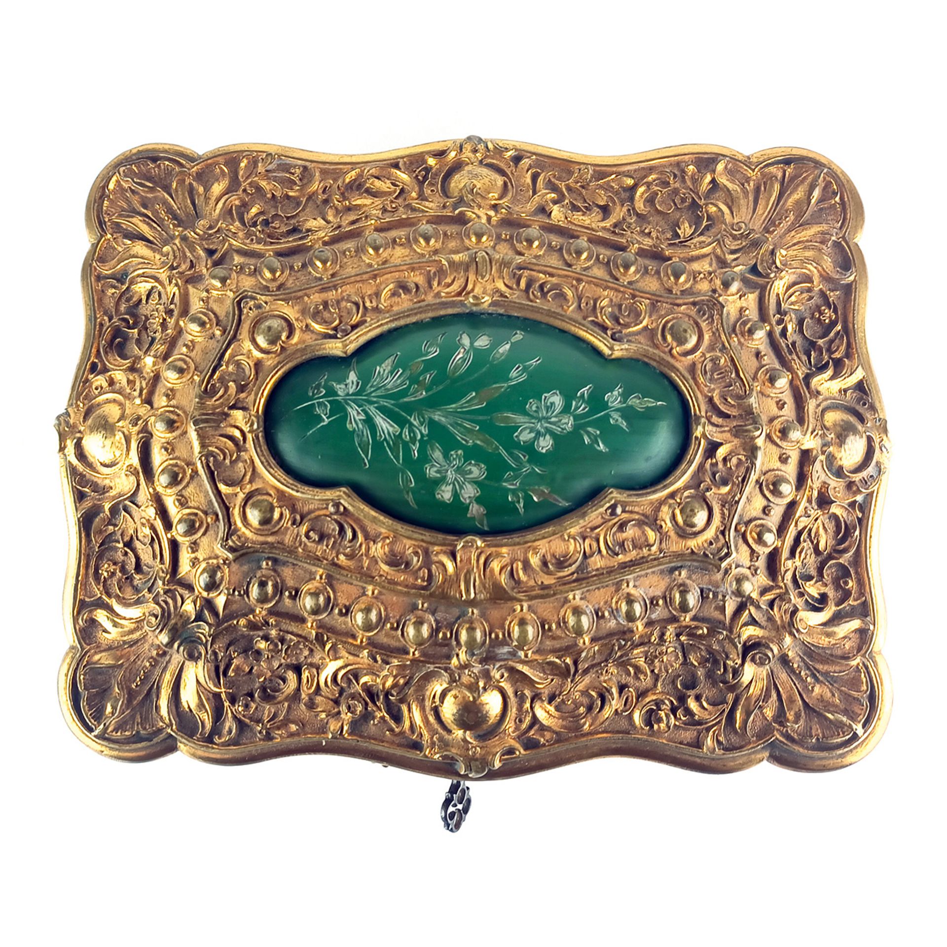 Unusual brass and horn jewellery box with music - Image 4 of 9