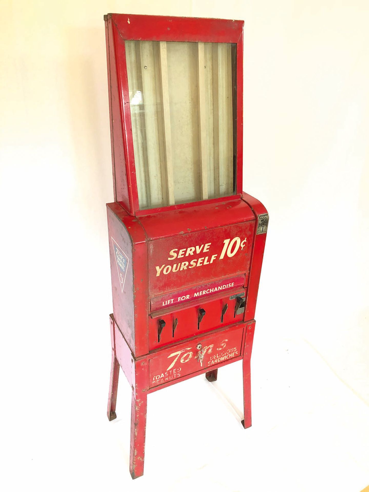 Vintage 10 Cent Tom's Peanut and Sandwich Vending Machine