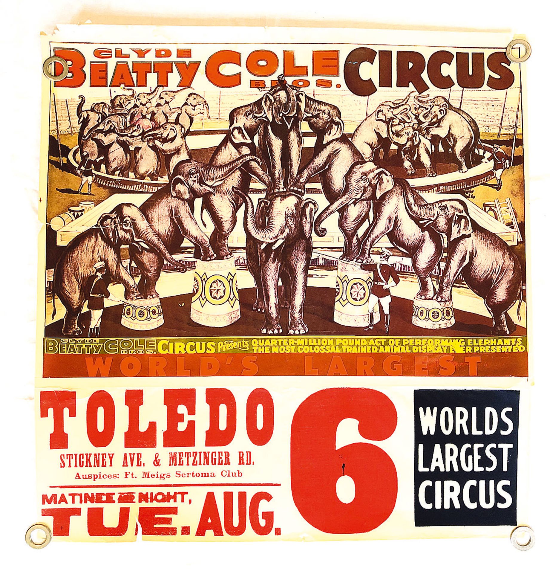 1940 Clyde Beatty Cole Bros Circus Poster  