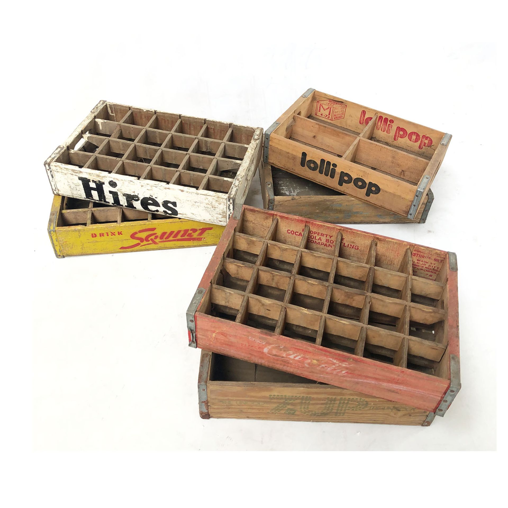 Lot of 6 Different Vintage Wooden Soda Crates - Bild 2 aus 4