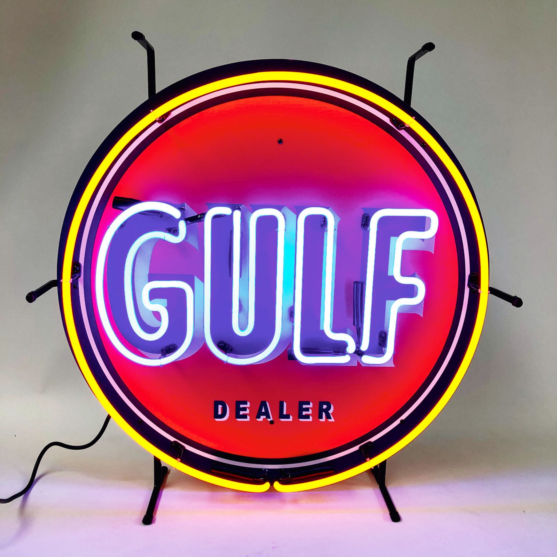 Gulf Dealer Logo Neon Sign with Backplate - Image 2 of 2