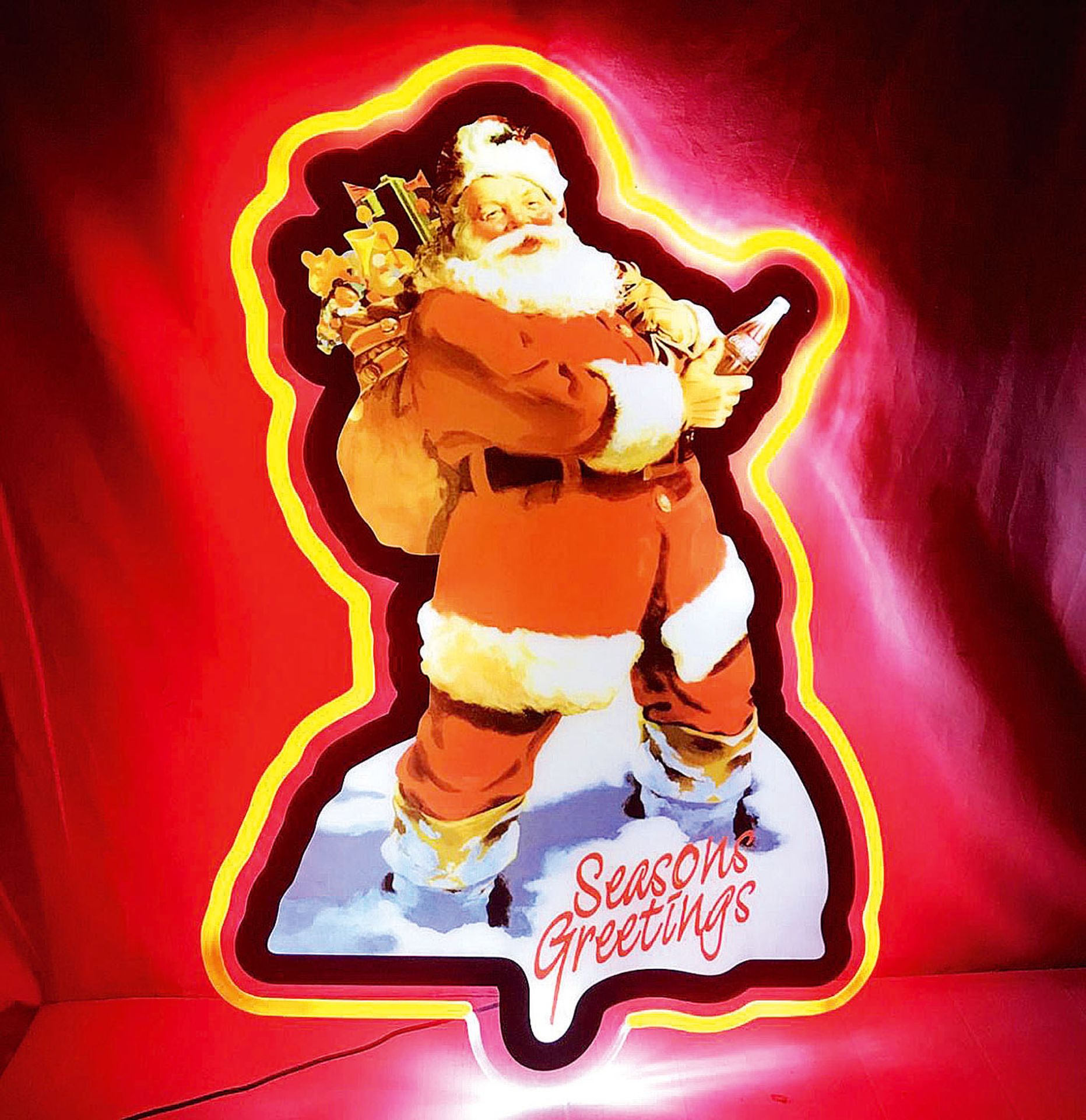 Large Coca-Cola Santa Claus Led Sign from Early 2000s