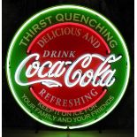 Coca-Cola Logo & Slogan Neon Sign with Backplate