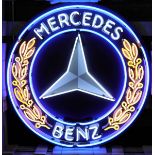 Large Mercedes-Benz Logo Neon Sign with Backplate