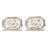 A Good Pair of Famille Verte 'Floral' Meat Dishes, Kangxi Period, Qing Dynasty L: 44.8/43.6cm, W: