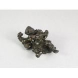 A Fine Bronze 'Liuhai and Toad' Paperweight, 17th century L: 8cm, W: 4.5cm, H: 3.8cm