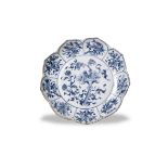 A Blue and White Petal Shaped 'Floral' Dish, 18th century D: 36.7cm, H: 6.5cm painted in the