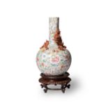 A Famille Rose Millefleur 'Dragon' Vase, Six Character Mark of Qianlong but of Guangxu Period,