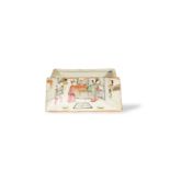 A Canton Famille Rose ‘Figure' Rectangular box, c.1900 L: 19cm, H: 7cm, W: 9cm decorated on the