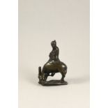 A Small Bronze Group of Laozi Riding his Buffalo, 17th Century H: 5.5cm, L: 8cm, D: 3cm A small