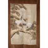 A Japanese embroidered silk panel, Taisho L: 132.5cm, W: 93cm, embroidery L: 108.5cm, W: 70cm with