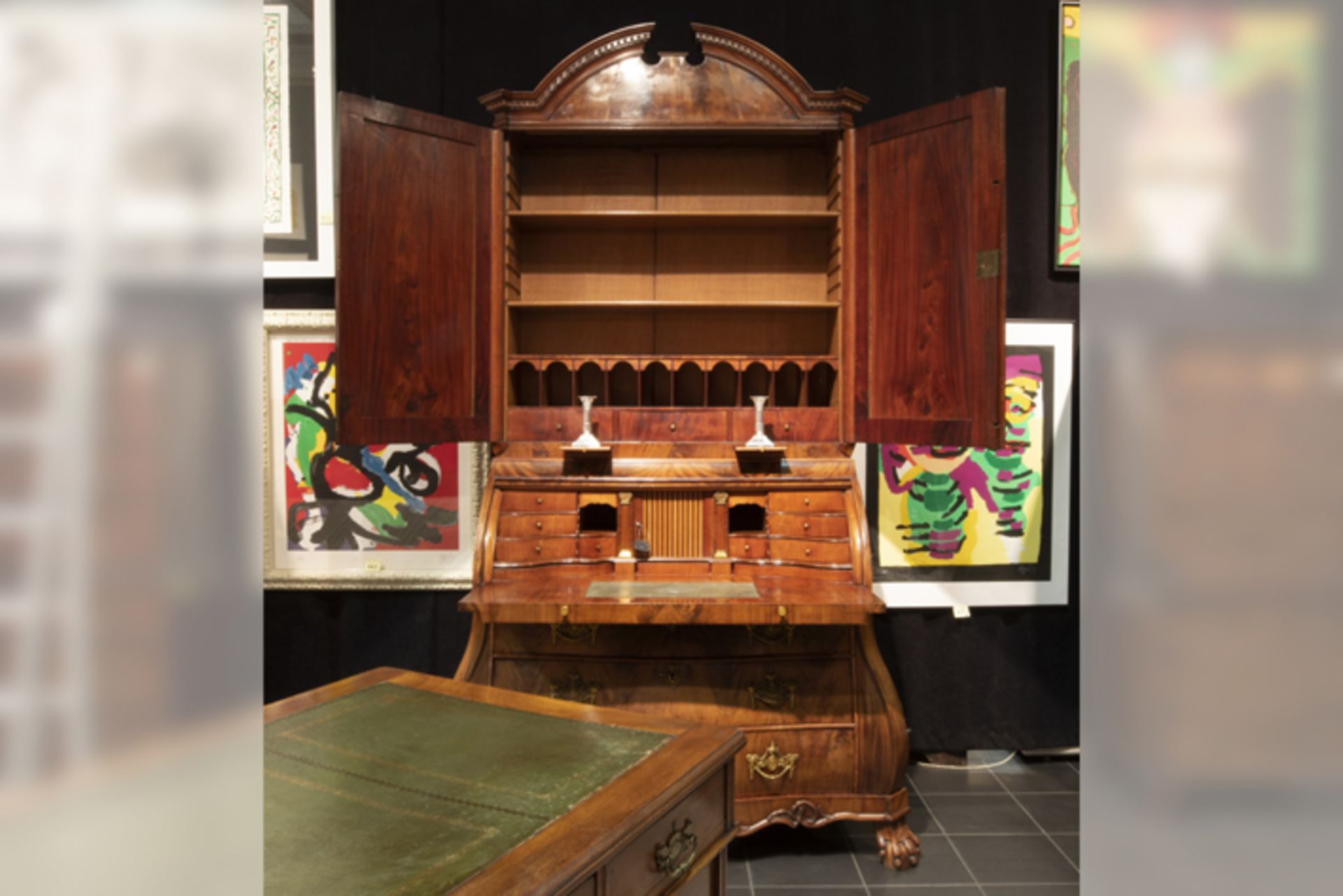 superb 18th Cent. Dutch Louis XVI style high quality bureau-bookcase in mahogany with nice interiors - Image 2 of 4