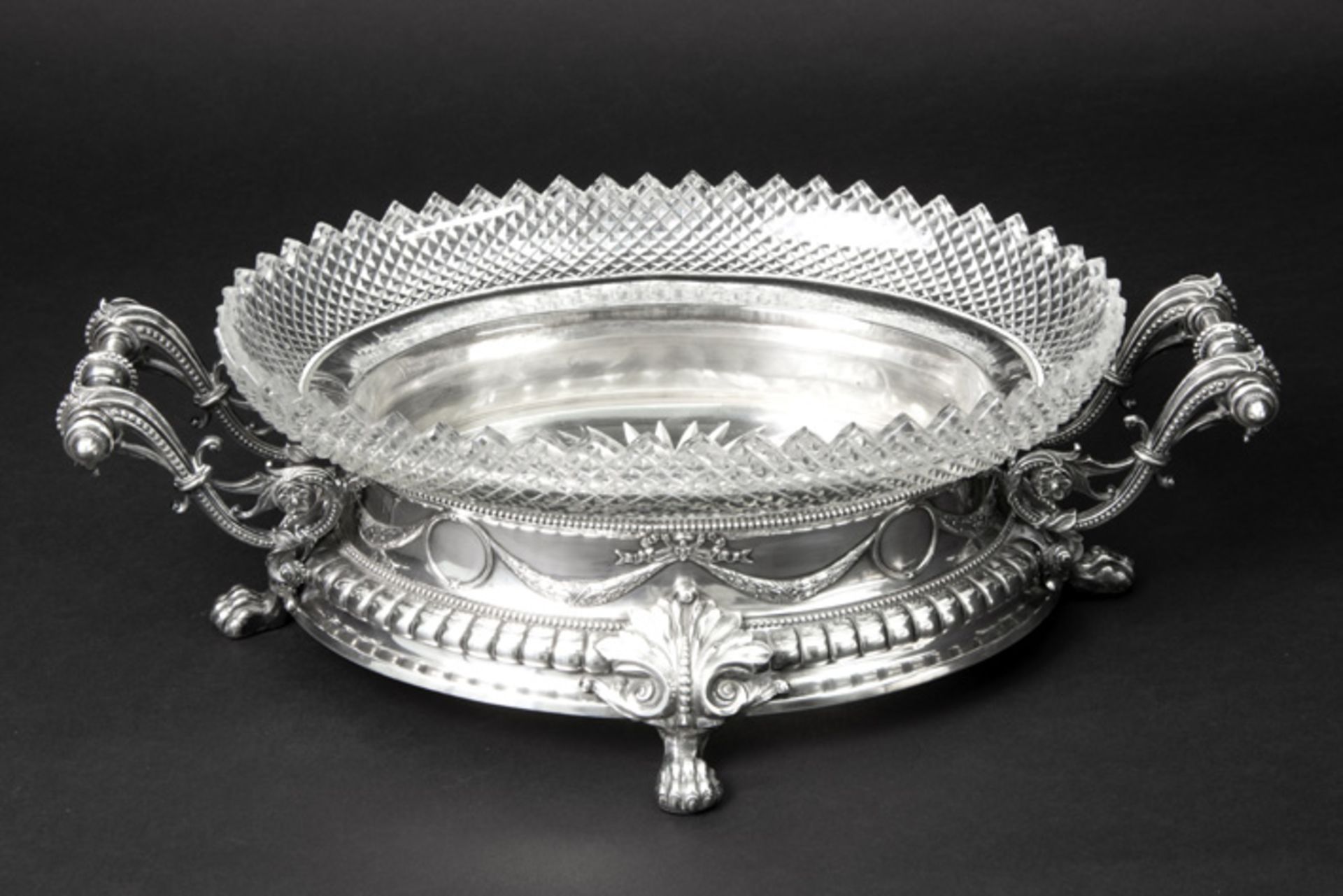 antique Dutch oval "Van Kempen and sons" signed neoclassical centerpeice in crystal and marked