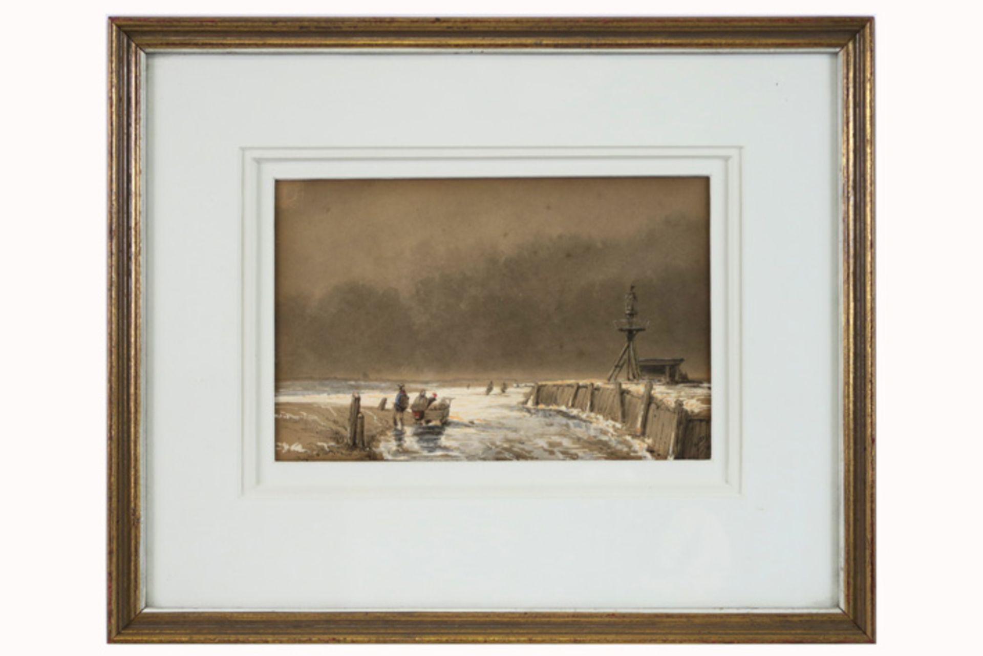 typical "Snow fun" aquarelle by Charles Leickert dated 6/4/(18)70 (when he was in Amsterdam) - - Image 4 of 4