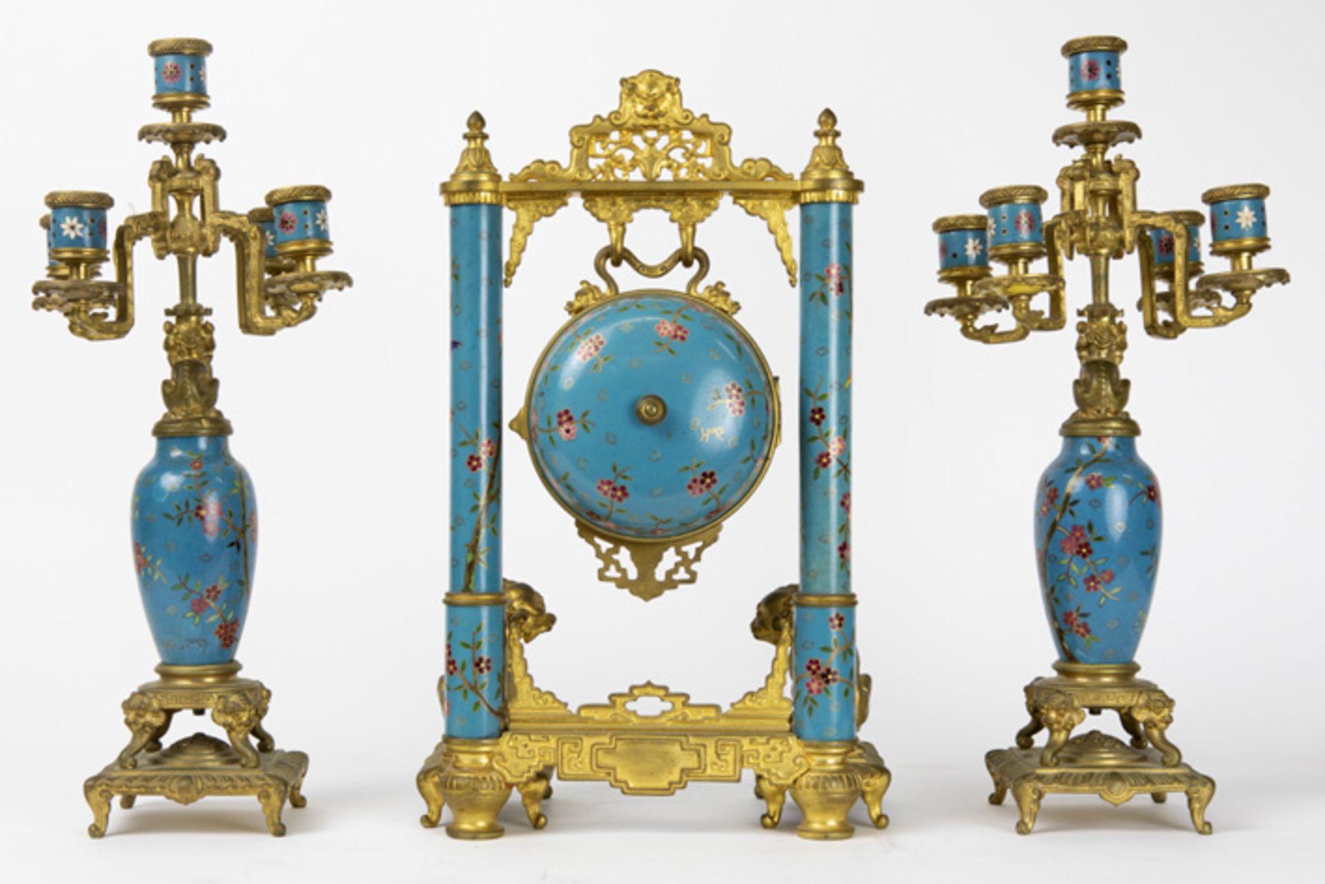 19th Cent. French Napoleon III "Edouard Lièvre" Japanese style garniture by "L'Escalier de Cristal - - Image 4 of 6