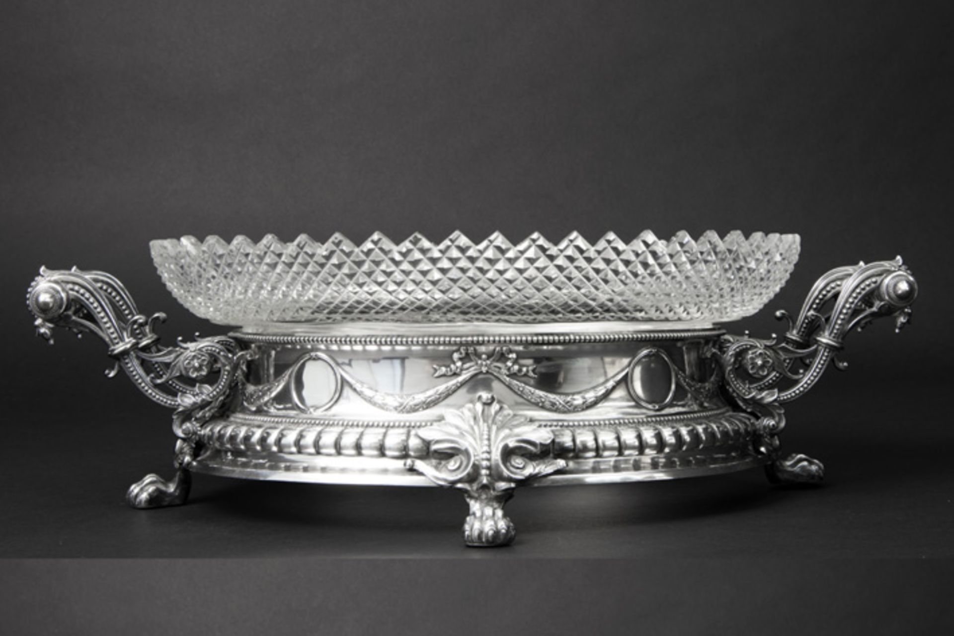 antique Dutch oval "Van Kempen and sons" signed neoclassical centerpeice in crystal and marked - Image 2 of 5