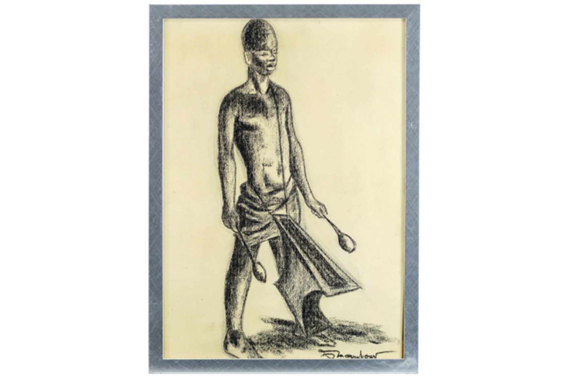 20th Cent. Belgian charcoal drawing - signed Auguste Mambour MAMBOUR AUGUSTE (1896 - 1968) - Image 3 of 3