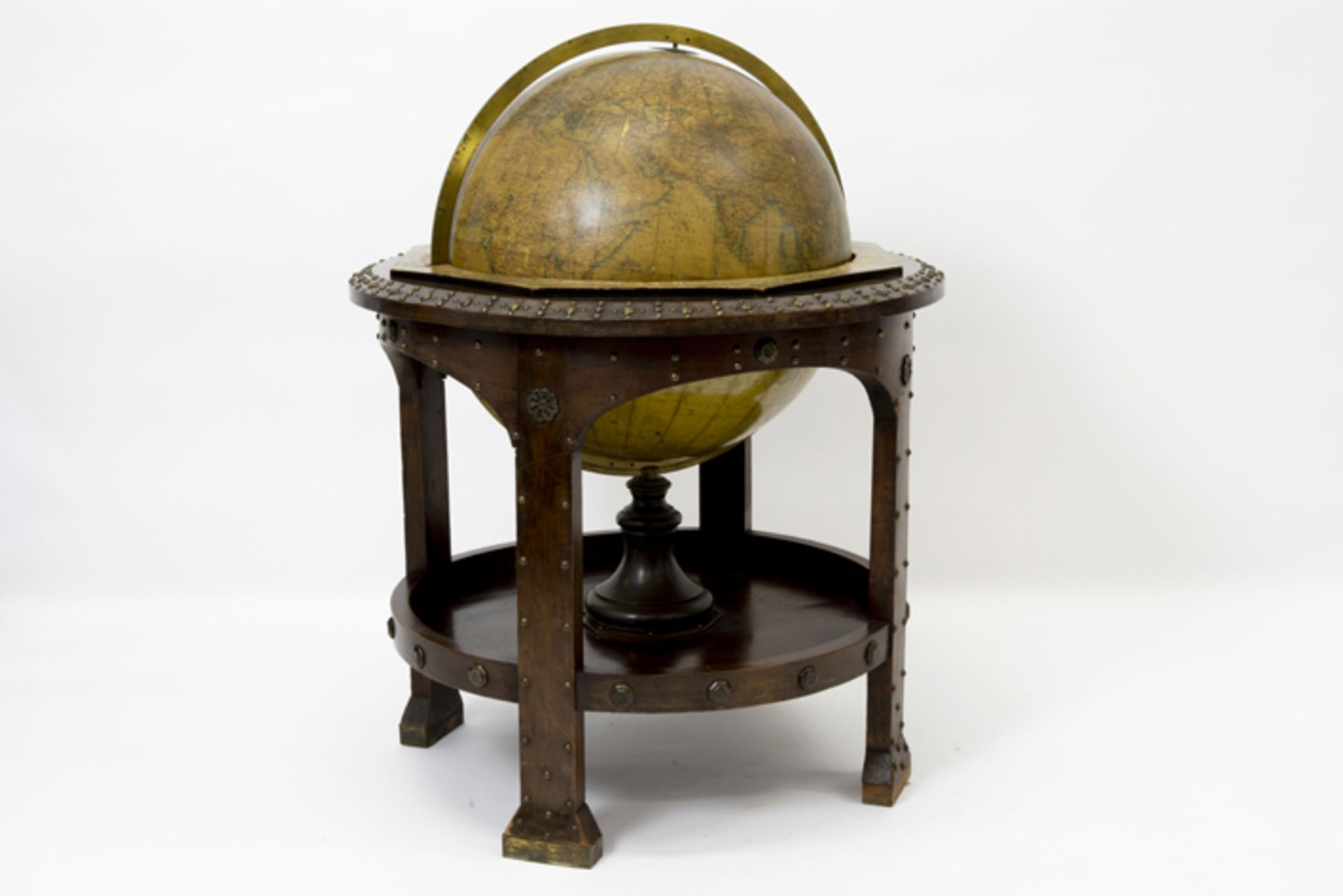 decorative marked "Columbus Erdglobus" globe with a map designed by Heinrich Kiefert - in stand