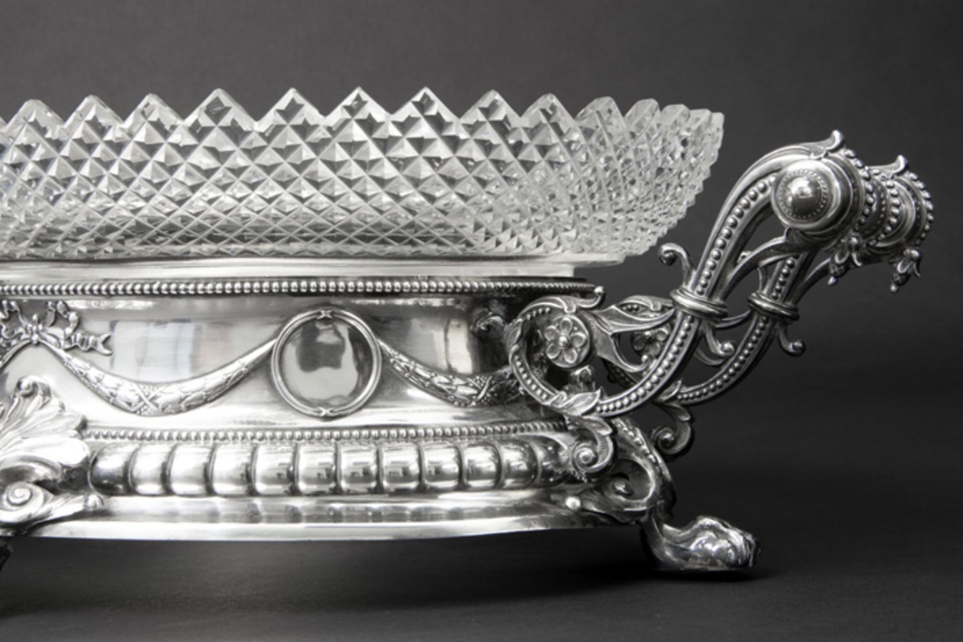antique Dutch oval "Van Kempen and sons" signed neoclassical centerpeice in crystal and marked - Image 3 of 5