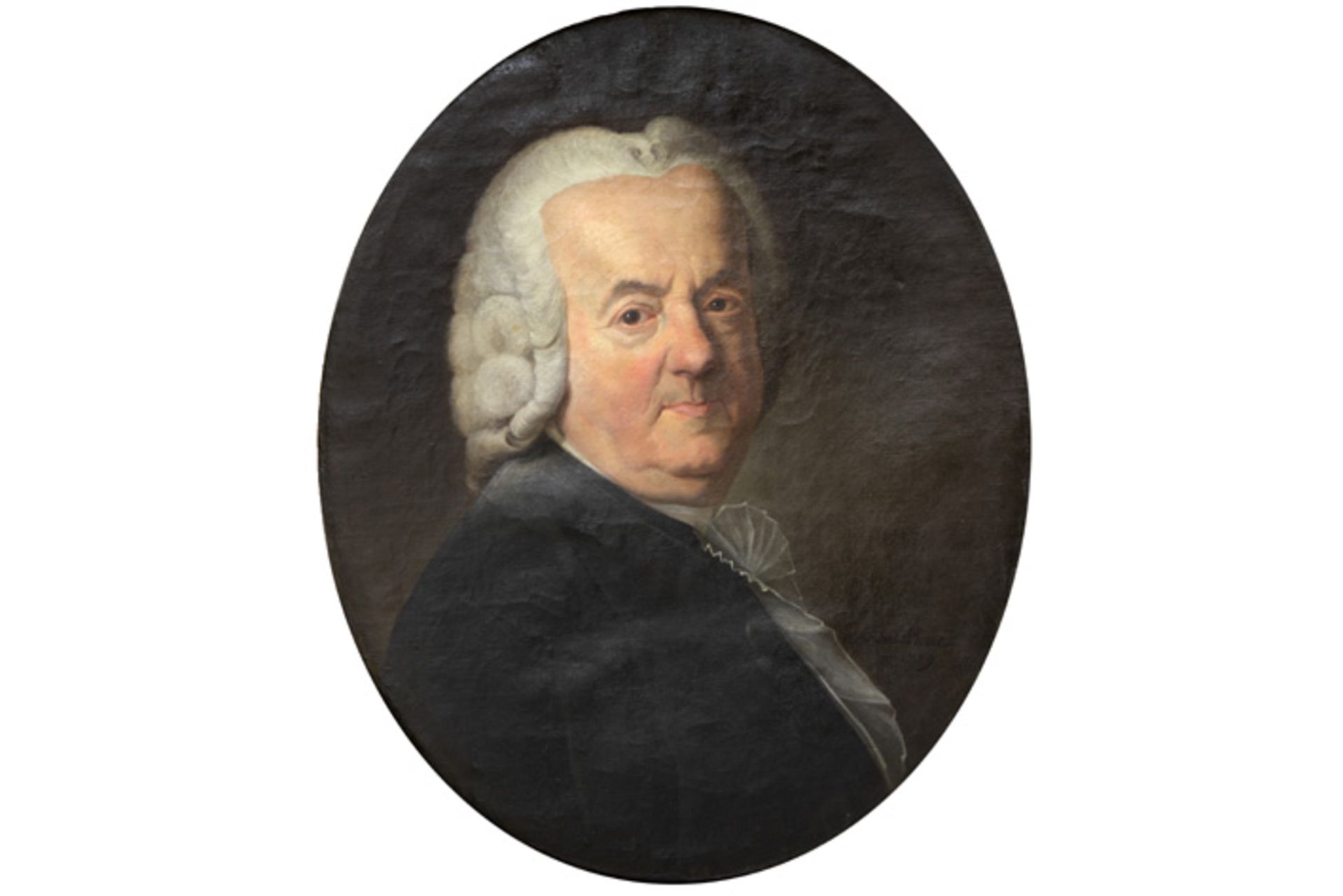 18th Cent. (Franco-)Russian oval oil on canvas with a portrait probably of Duke Pierre