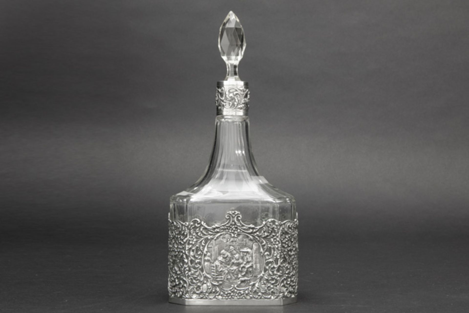 Dutch decanter in crystal and marked and signed silver B.W. VAN ELDIK & A.F. VAN DER SCHEER karaf in