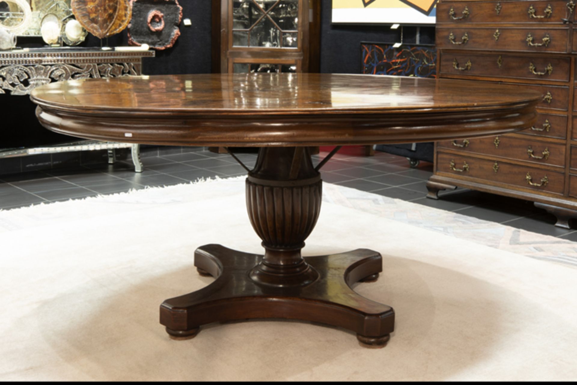 18th/19th Cent. neoclassical table in mahogany with a quite rare large size Goede achttiende/