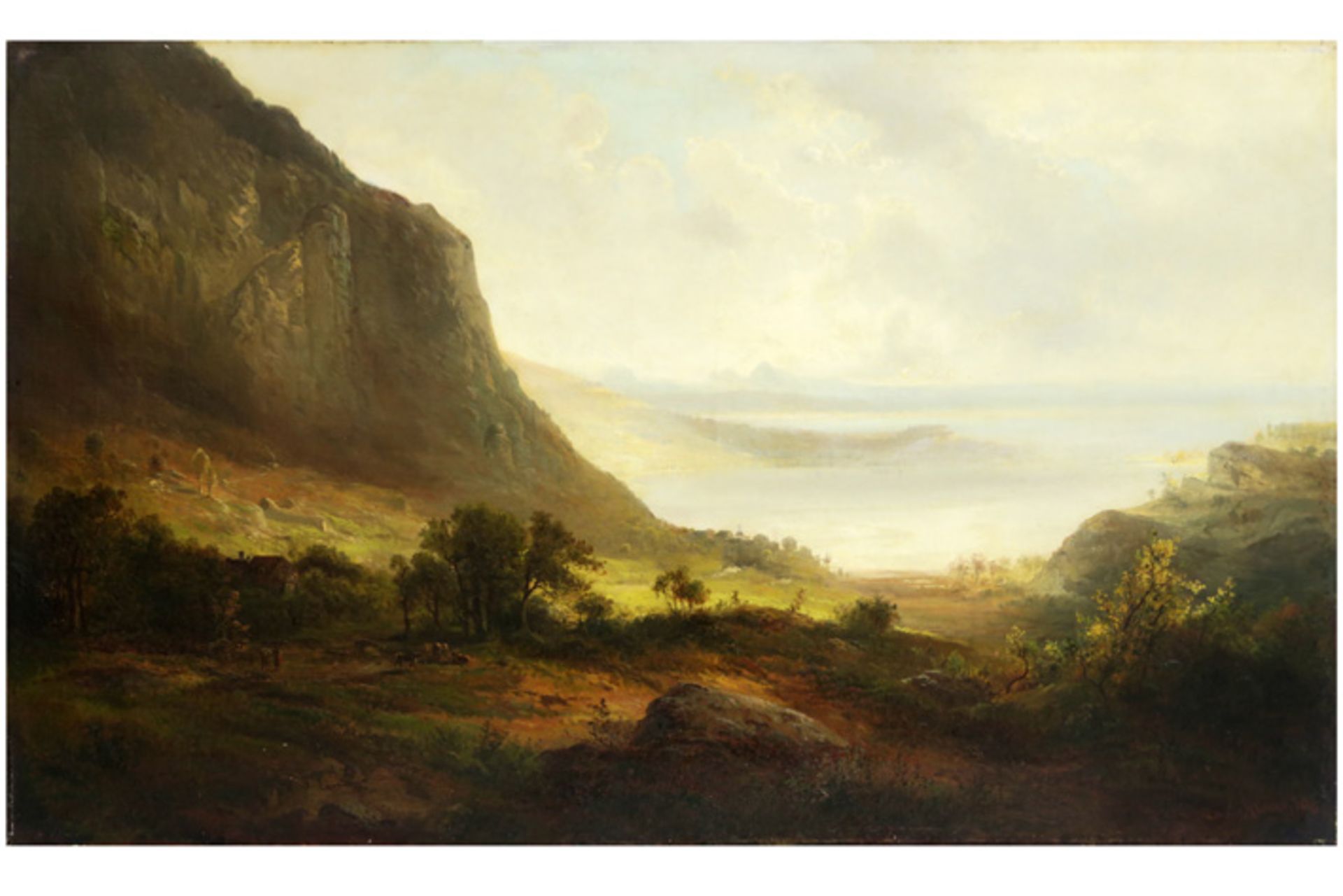 19th Cent. oil on canvas with an American landscape - signed "A. Kerner Ma" ('Ma' probably refers to