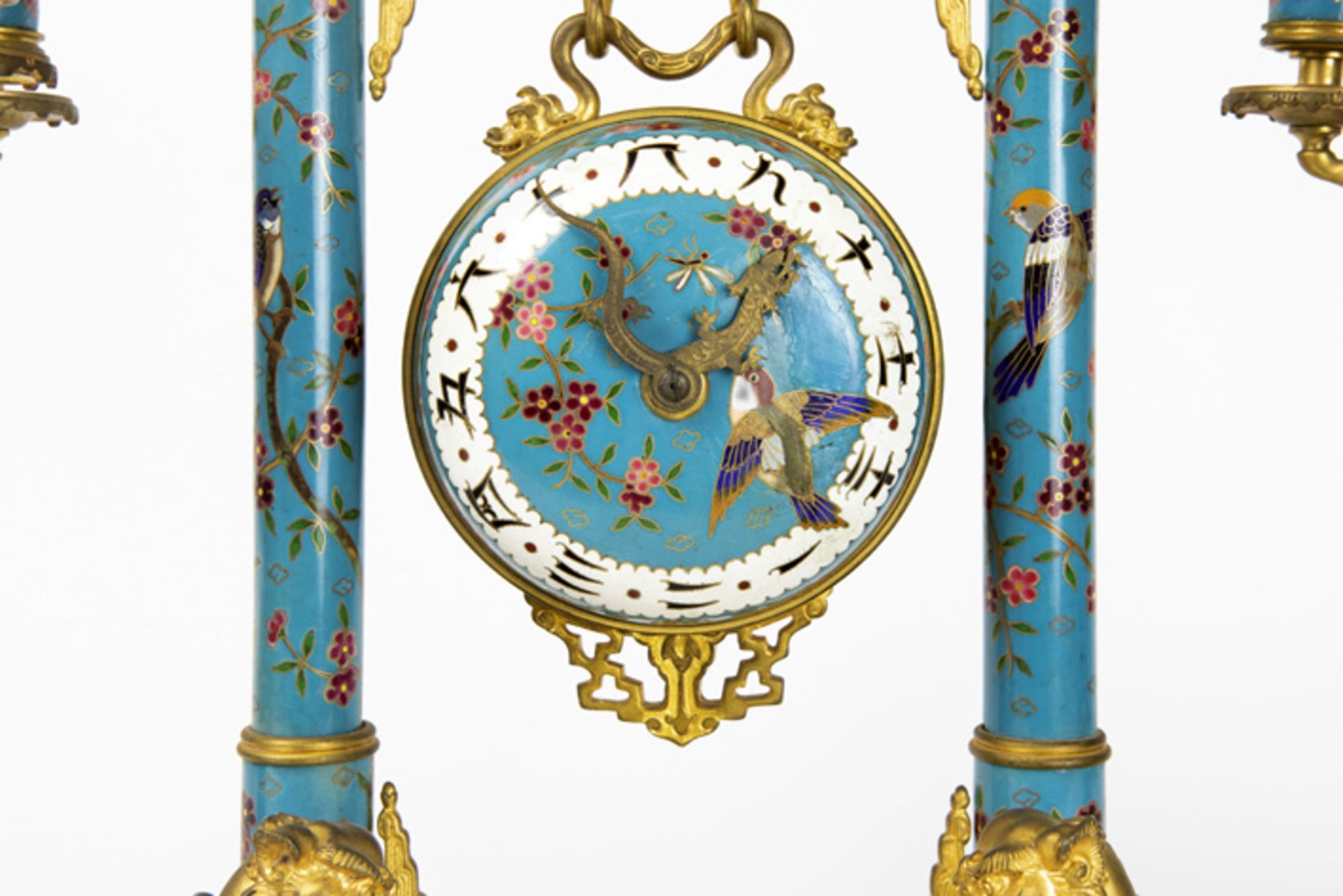 19th Cent. French Napoleon III "Edouard Lièvre" Japanese style garniture by "L'Escalier de Cristal - - Image 2 of 6