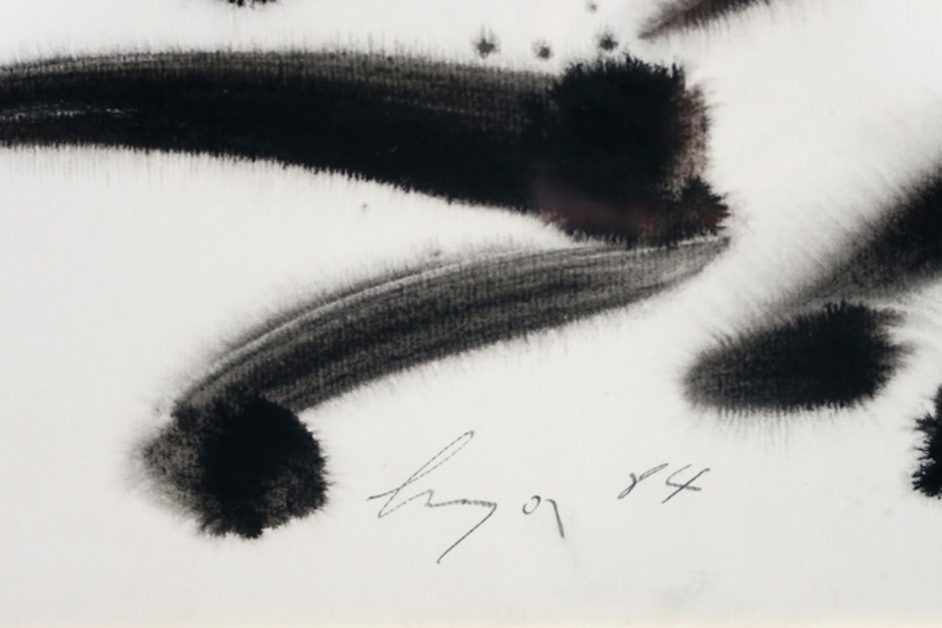 late 20th Cent. Belgian abstract lavis - signed Hugo De Clercq and dated 1984 DE CLERCQ HUGO (1930 - - Image 2 of 3