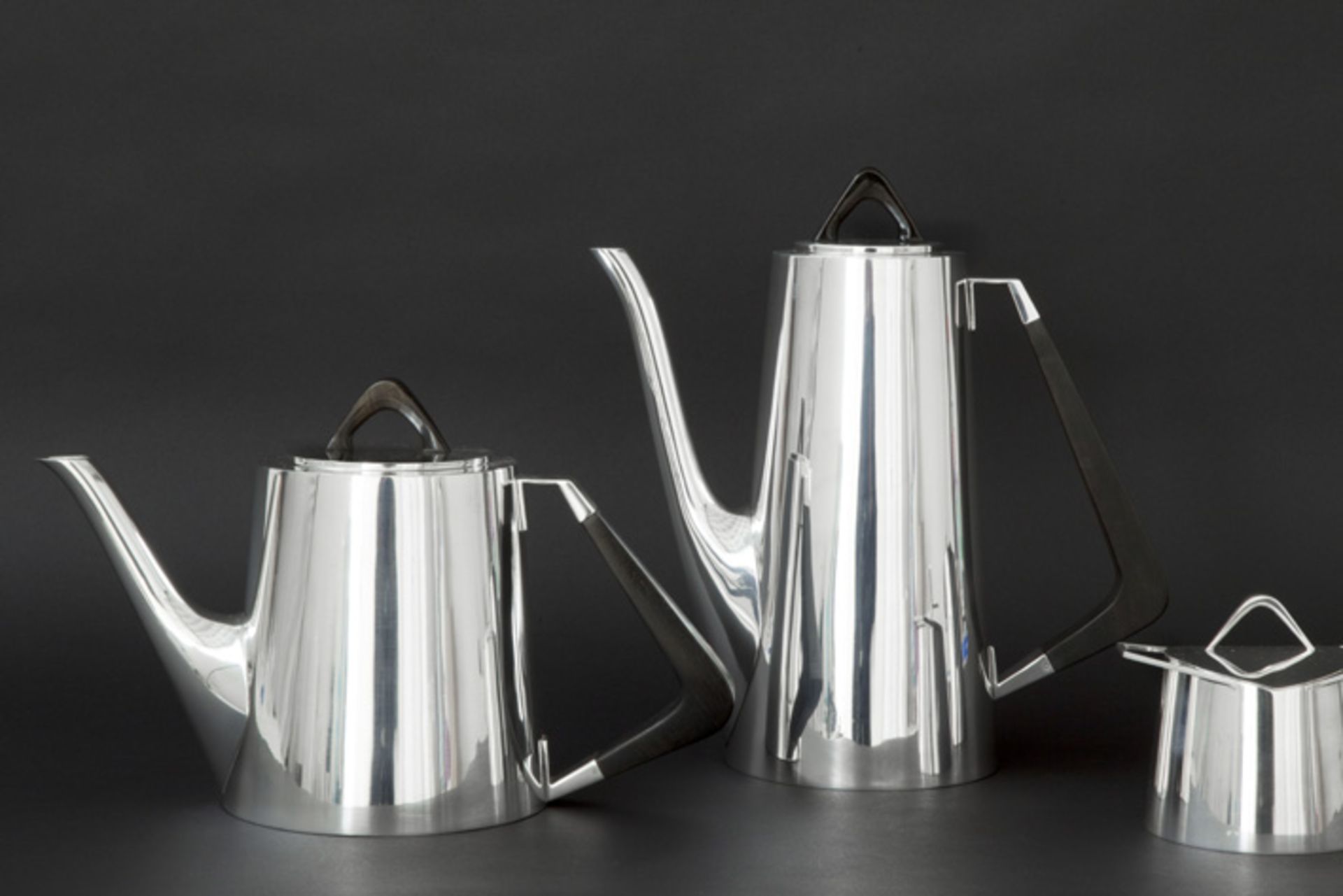 quite exceptional early sixties' Danish design coffee- and teaset in marked and "C.C. Hermann" - Image 6 of 8