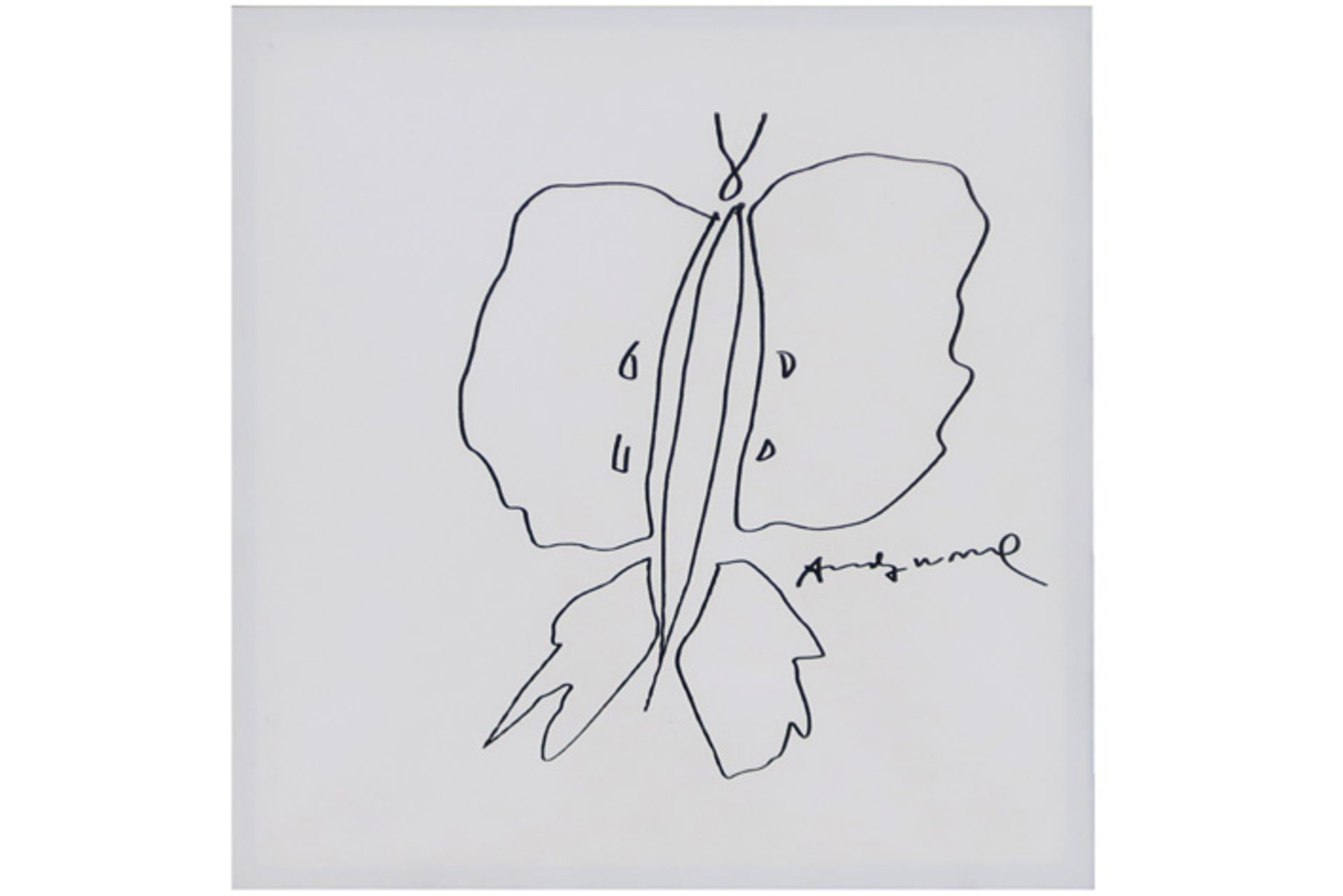 signed Andy Warhol "Butterfly" drawing, sold with the book "Vanishing animals" by Warhol and Kurt