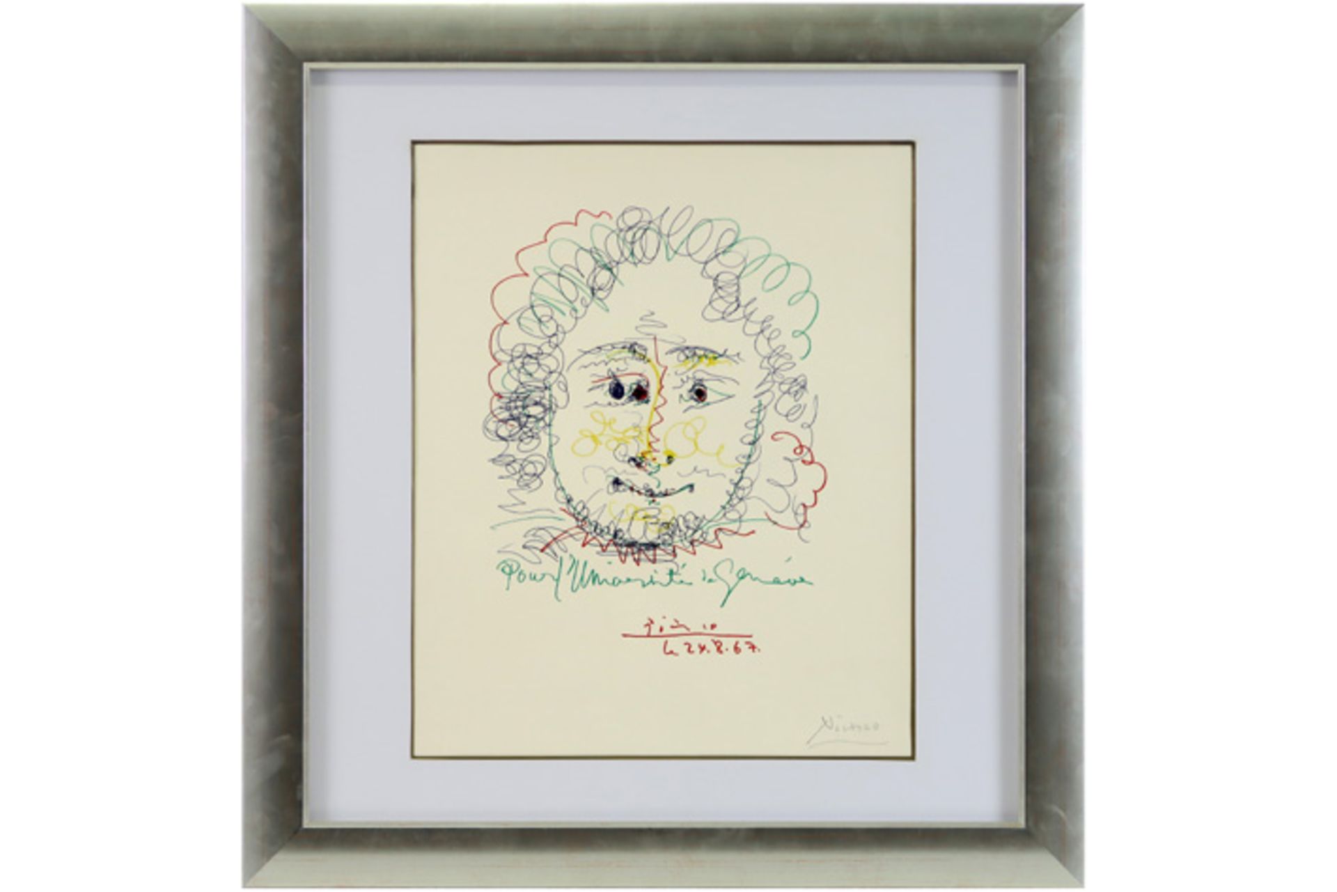 Pablo Picasso lithograph printed in colors - signed and in the print signed and dated 1967 PICASSO - Image 3 of 3