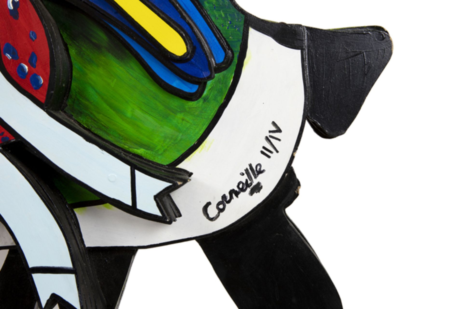 typical Corneille sculpture in painted wood - titled, signed and to be dated in 1993 CORNEILLE (1922 - Image 2 of 3