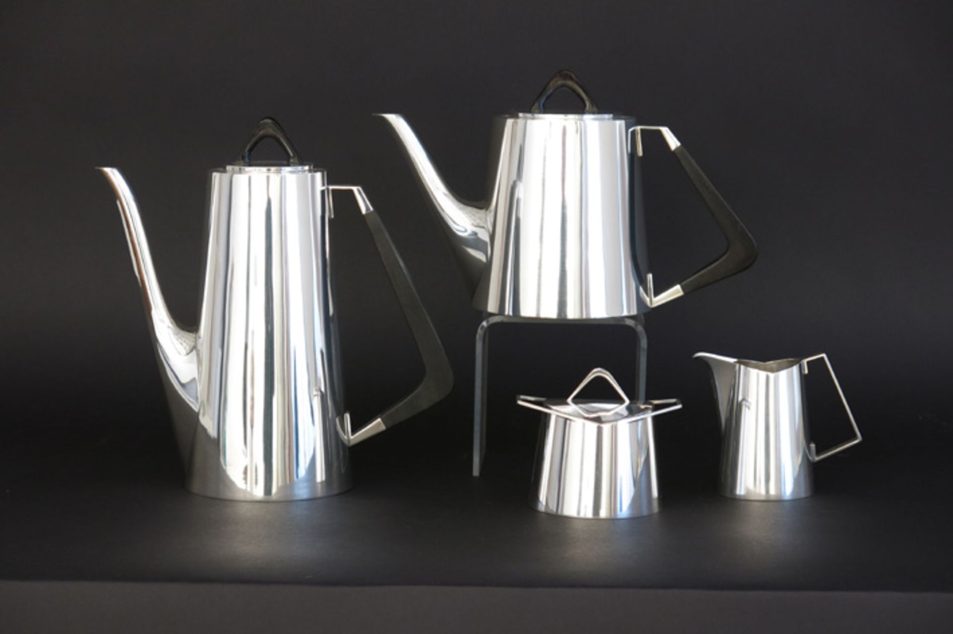 quite exceptional early sixties' Danish design coffee- and teaset in marked and "C.C. Hermann"