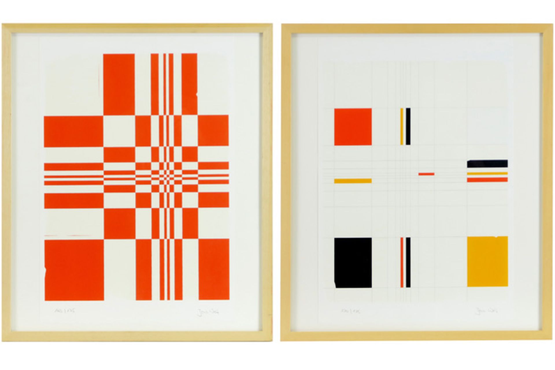 two 20th Cent. German abstract prints - signed Jens Wolf WOLF JENS (° 1967) (DU) twee prints n°