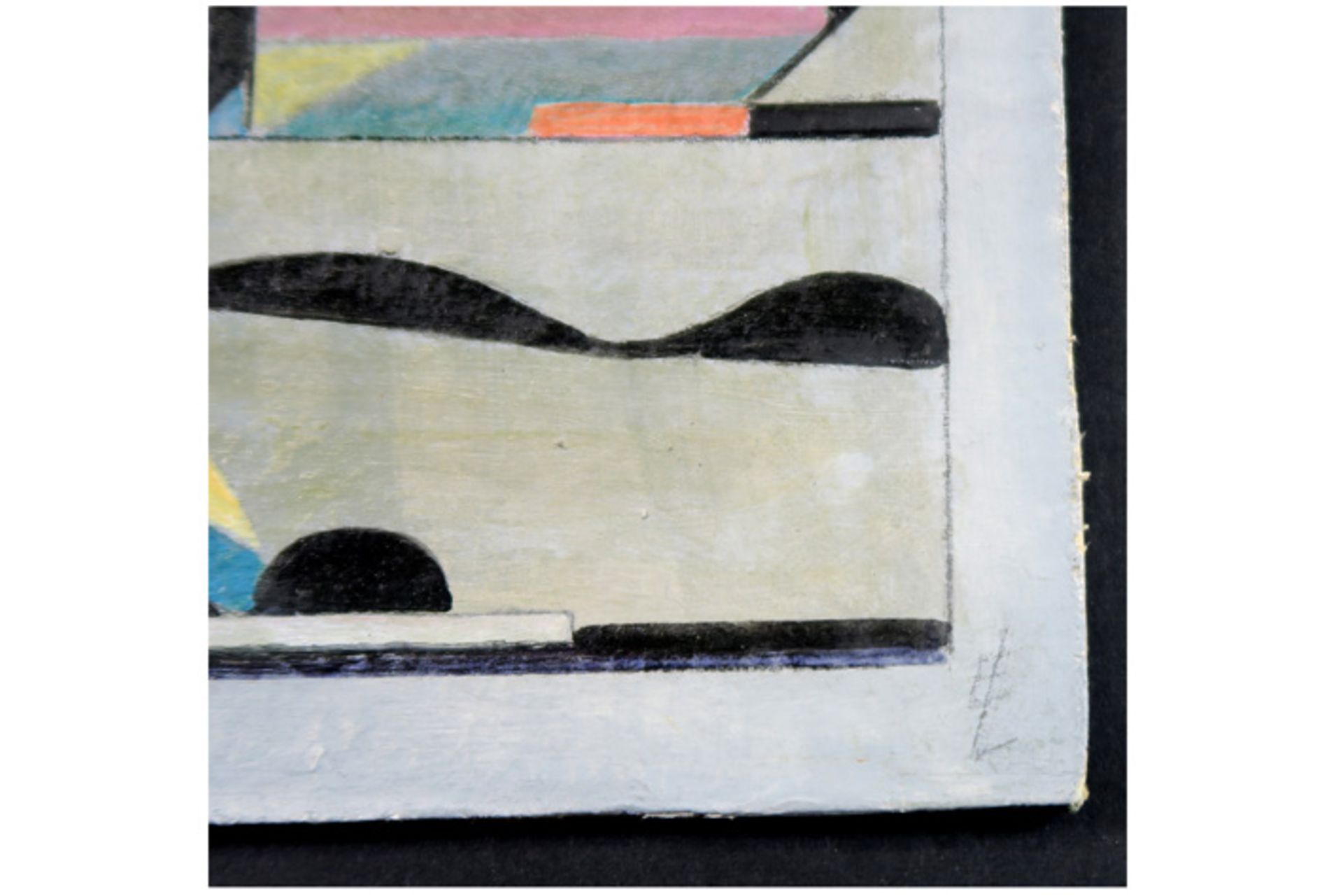 early 20th Cent. oil on board with a constructivist composition - signed El Lissitzsky and dated - Image 2 of 2