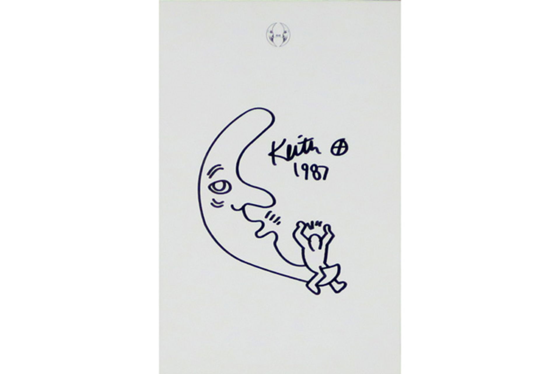Keith Haring signed drawing made for the project 'Luna Luna' - signed and dated 1987 sold with a "