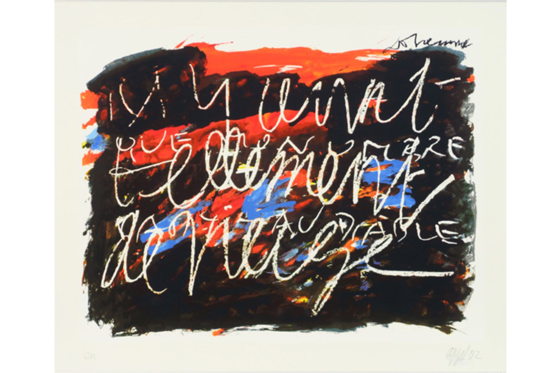 Karel Appel & Christian Dotremotn lithograph printed in colors from the portfolio "Duo pour un