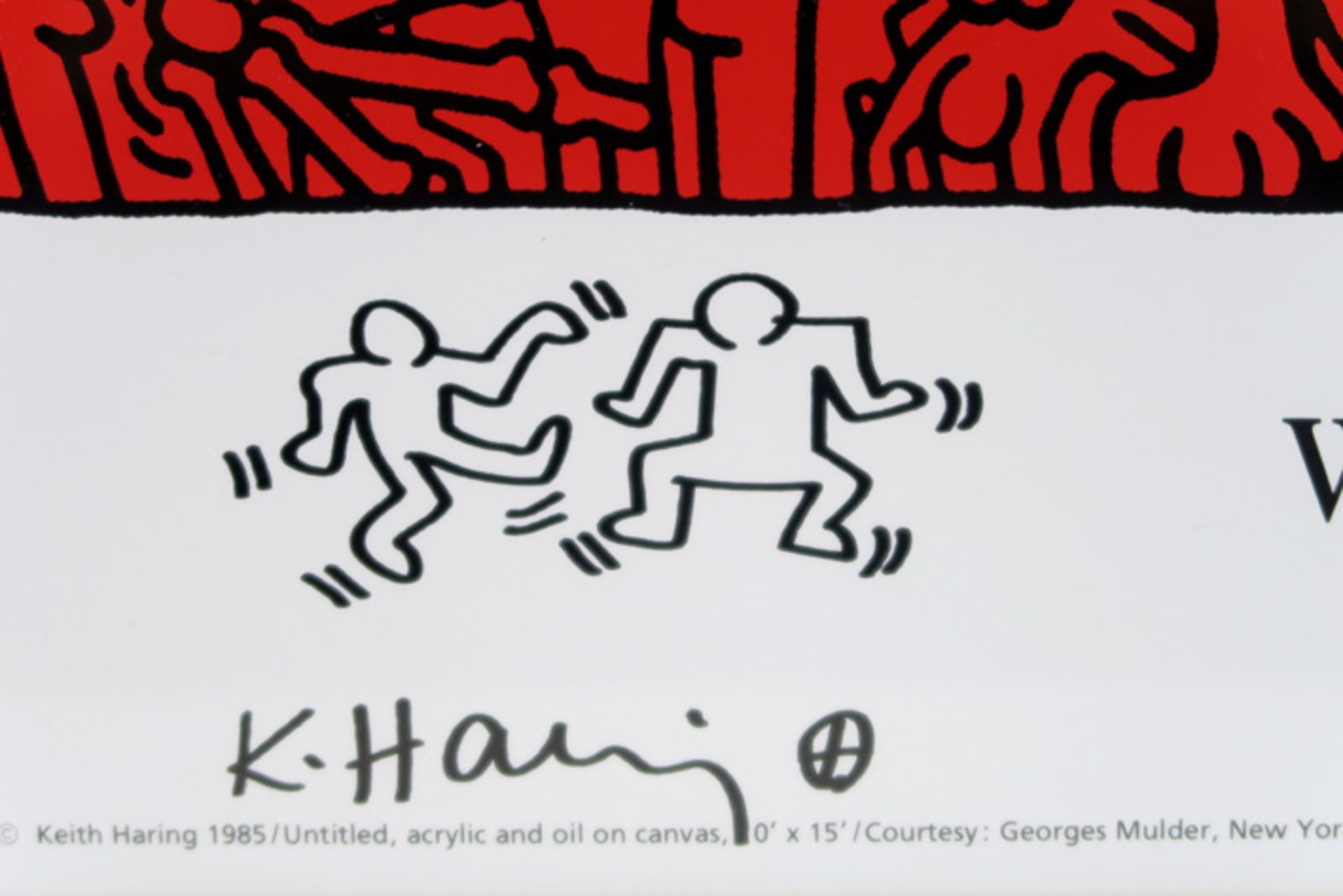 Keith Haring signed drawing with typical figures on a poster for "Wham Bam Miami Beach" dd 1989 - Bild 2 aus 3
