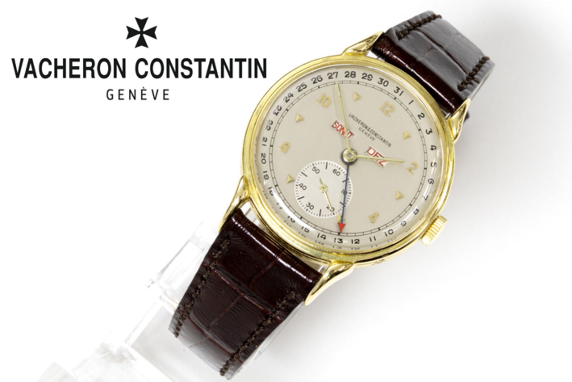 rare "Vacheron Constantin Triple Calendar - ref. 4240" wristwatch dd 1945 with case and clasp in