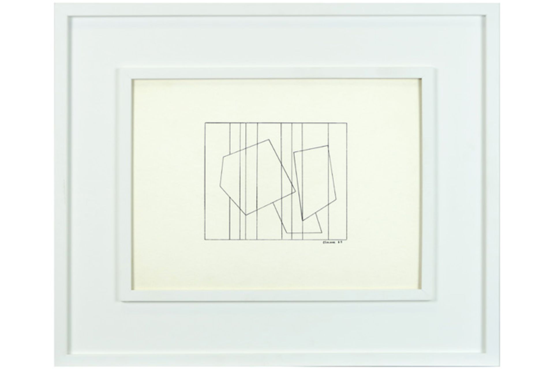 20th Cent CLAISSE GENEVIÈVE (1935 - 2018) inkttekening : "Geometrisch-abstracte compositie" - 30 x - Image 3 of 3