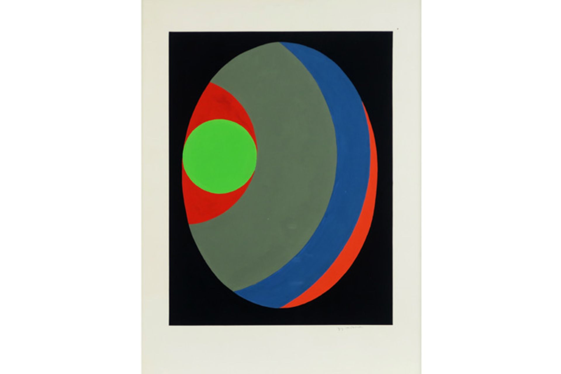 20th Cent. Belgian oval abstract gouache - signed Guy Vandenbranden VANDENBRANDEN GUY (1926 -