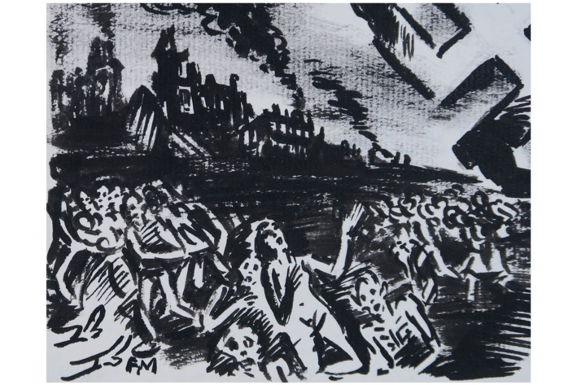 quite special Frans Masereel's "The occupier seen through his eyes" ink drawing to be dated 1940/ - Image 2 of 3