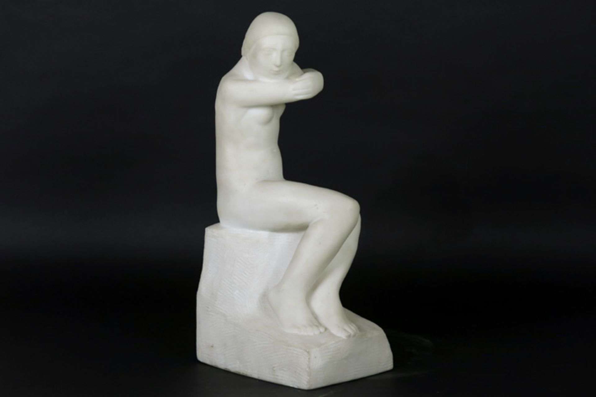 twenties' Belgian "Baigneuse" sculpture in Carrara marble - signed Olivier Piette PIETTE OLIVIER (