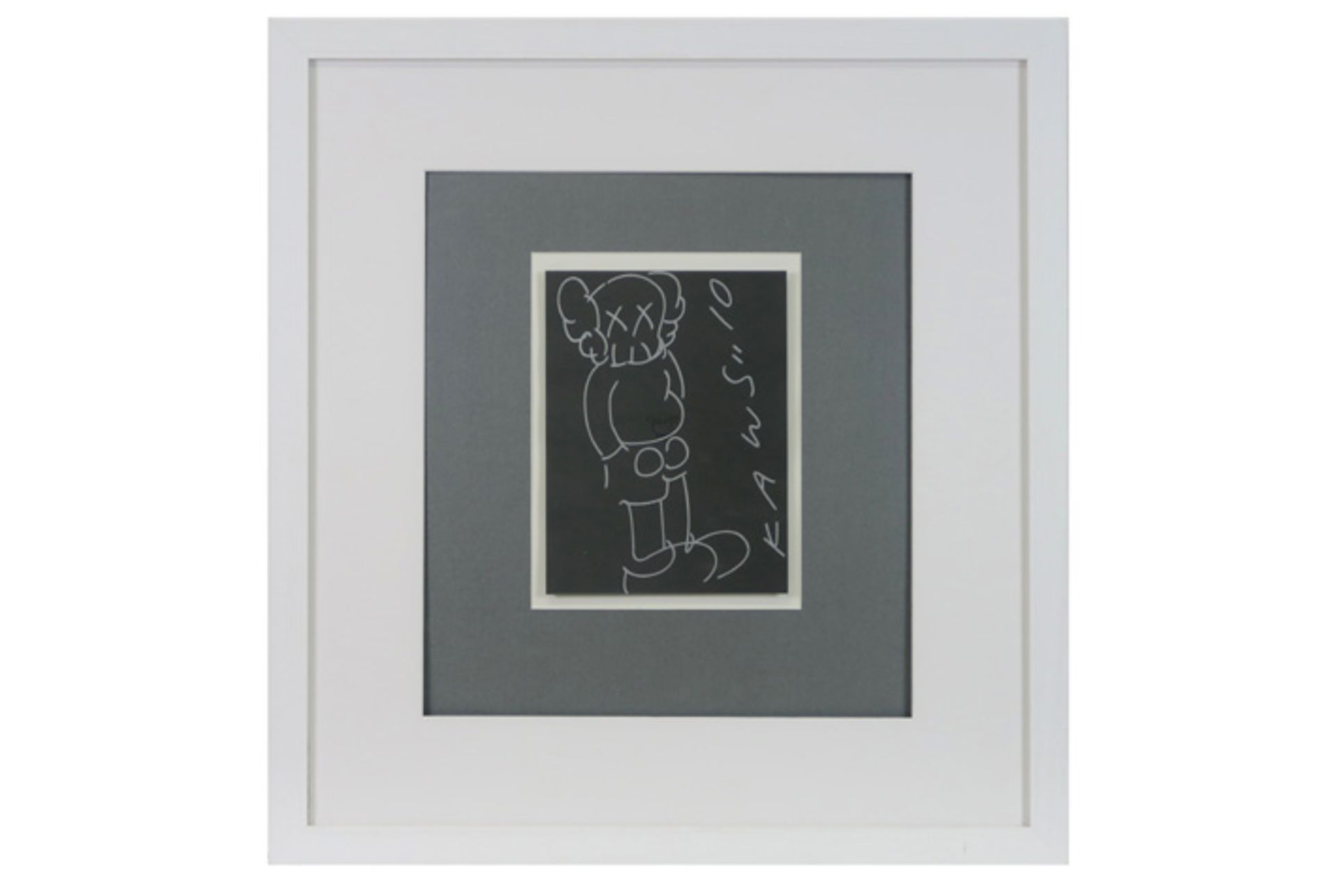 original "Kaws" signed drawing dated 2010 - wold with a copy of the Book "Kaws 1993 - 2010" (Rizzoli - Image 2 of 3