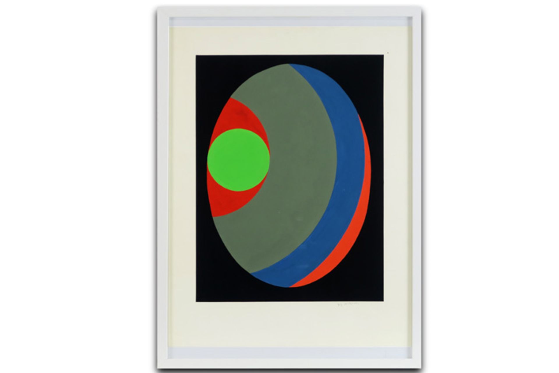 20th Cent. Belgian oval abstract gouache - signed Guy Vandenbranden VANDENBRANDEN GUY (1926 - - Bild 3 aus 3