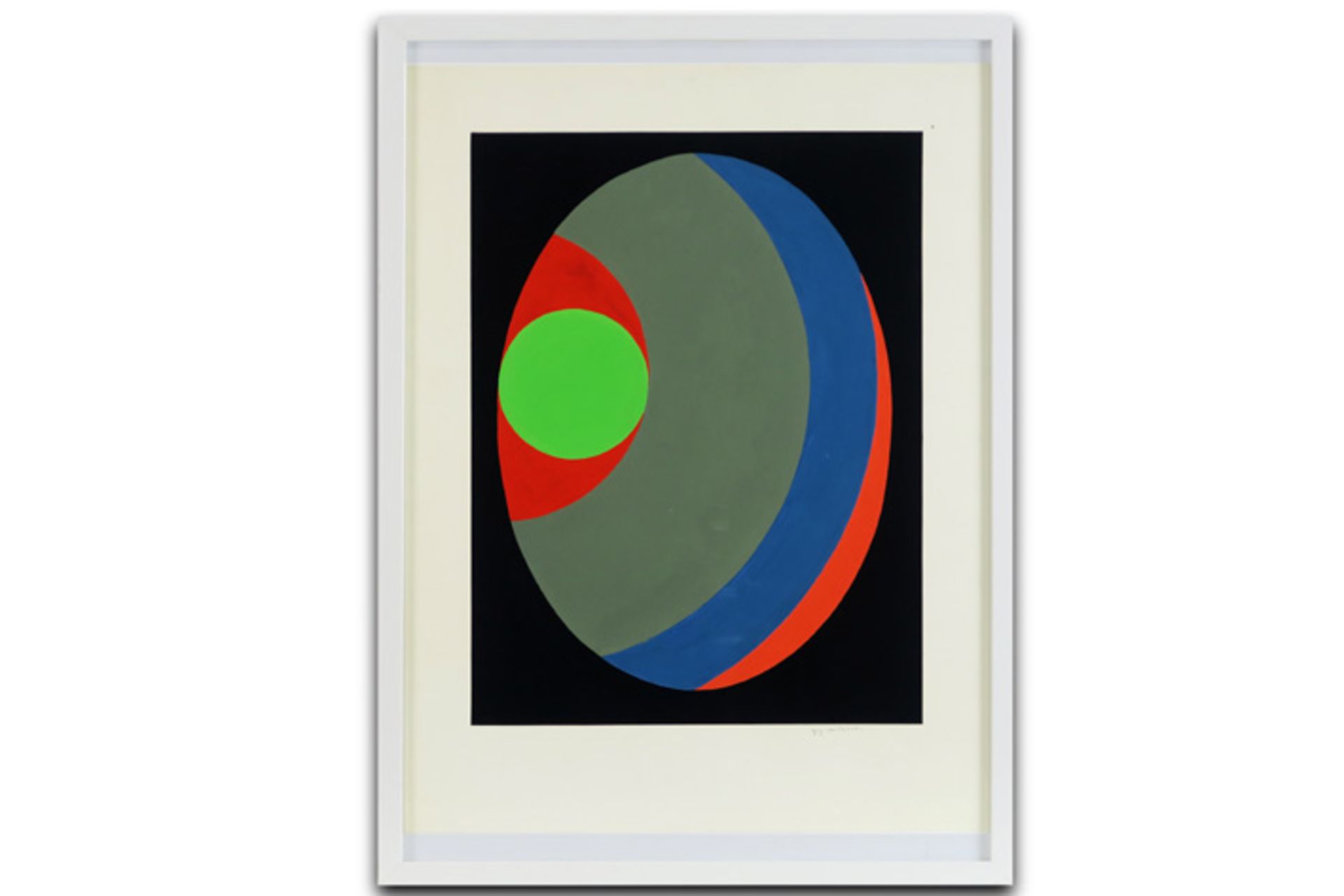 20th Cent. Belgian oval abstract gouache - signed Guy Vandenbranden VANDENBRANDEN GUY (1926 - - Image 3 of 3