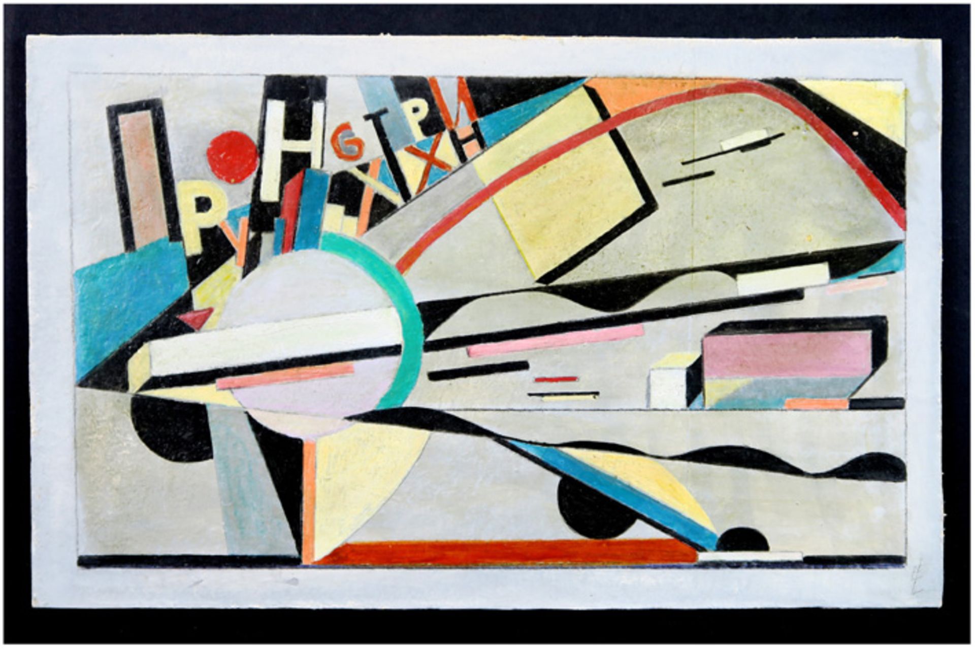 early 20th Cent. oil on board with a constructivist composition - signed El Lissitzsky and dated