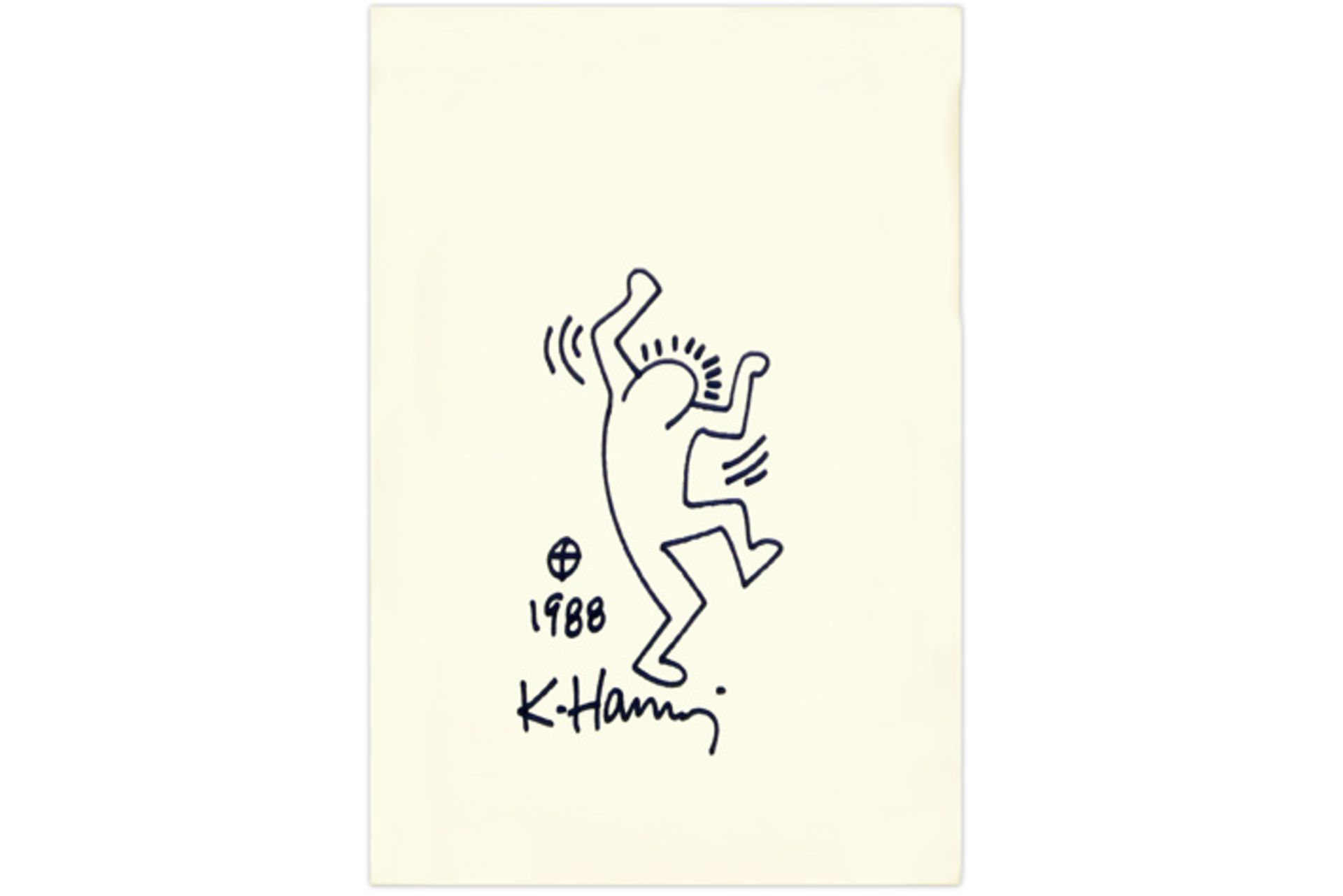Keith Haring signed drawing with a typical figure - dated 1988 HARING KEITH (1958 - 1990)