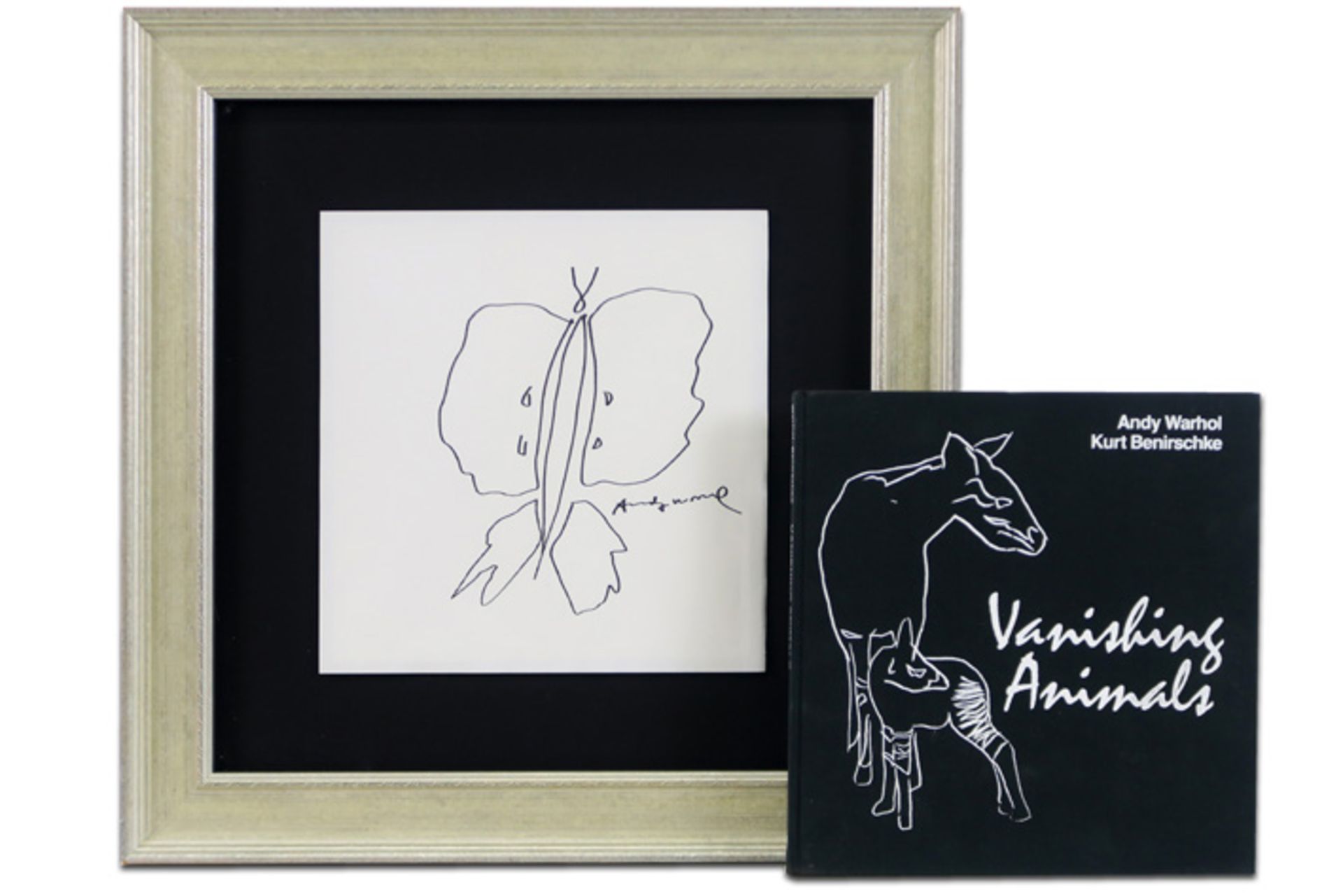 signed Andy Warhol "Butterfly" drawing, sold with the book "Vanishing animals" by Warhol and Kurt - Bild 5 aus 6